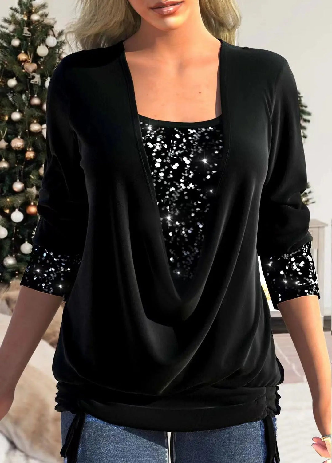 Sanne™ | Glitter Blouse Met V-Hals