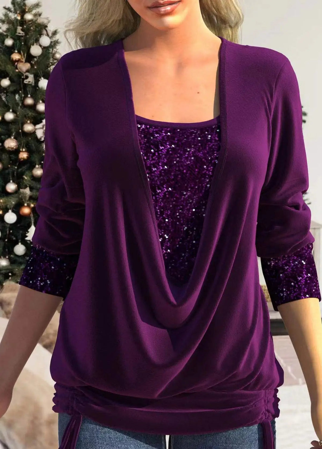 Sanne™ | Glitter Blouse Met V-Hals